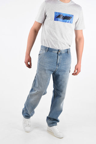 Cotton Cargo Jeans with Belt Loops 21 Cm
