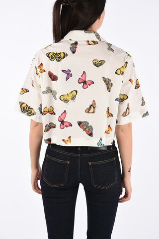 All Over Butterfly-Print Crop Shirt