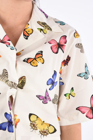 All Over Butterfly-Print Crop Shirt