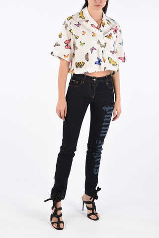 All Over Butterfly-Print Crop Shirt