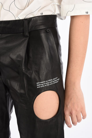 Pantalone Palazzo in Pelle Cut Out