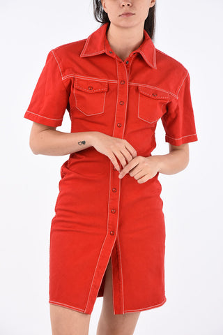 Short Sleeve Denim Mini Shirtdress