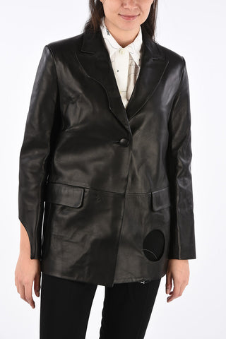 Leather Oversize Jacket with Cut Out Detail