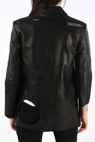 Leather Oversize Jacket with Cut Out Detail