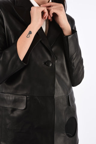 Leather Oversize Jacket with Cut Out Detail