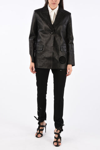 Leather Oversize Jacket with Cut Out Detail