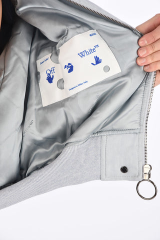 Flax Blend Cropped Varsity Bomber Jacket