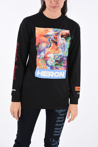T-shirt Oversize Stampata a Manica Lunga