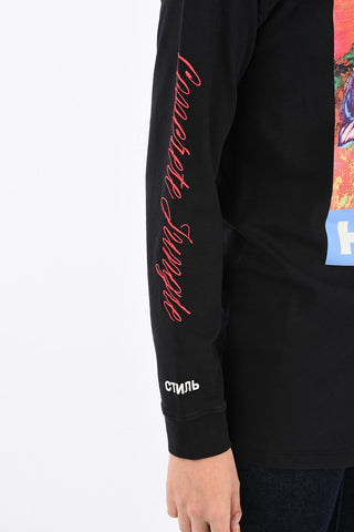 T-shirt Oversize Stampata a Manica Lunga