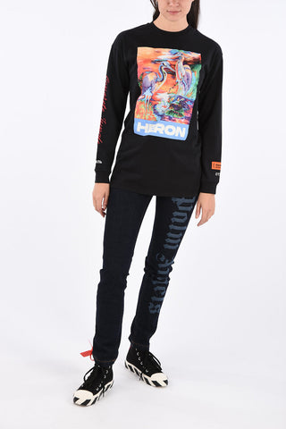 T-shirt Oversize Stampata a Manica Lunga