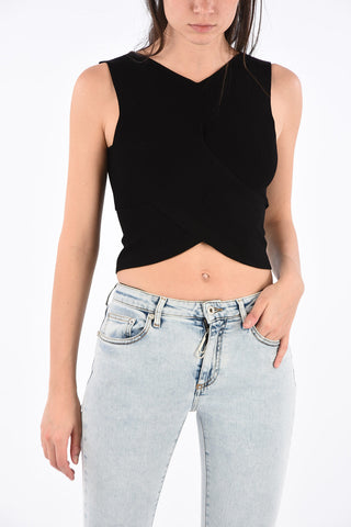 Ribbed Wrap Crop Top