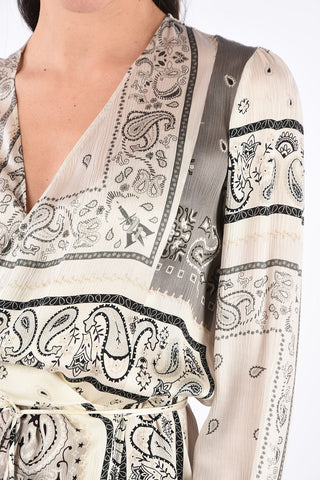 Paisley Printed Silk Kimono Dress