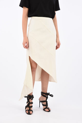 Flax Blend Spiral Draping Asymmetric Skirt