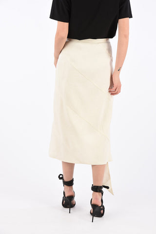 Flax Blend Spiral Draping Asymmetric Skirt