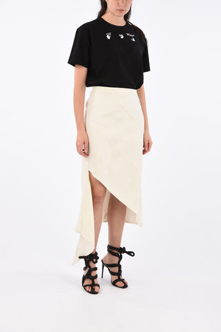 Flax Blend Spiral Draping Asymmetric Skirt
