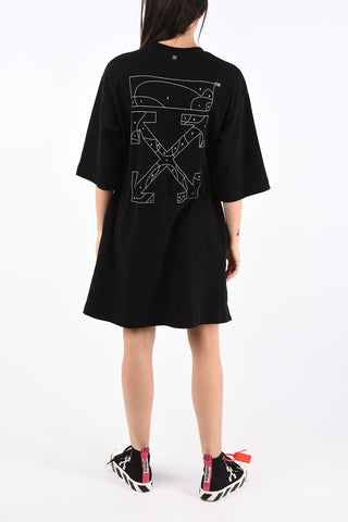 Puzzle Arrow Sweat Dress with Coulisse