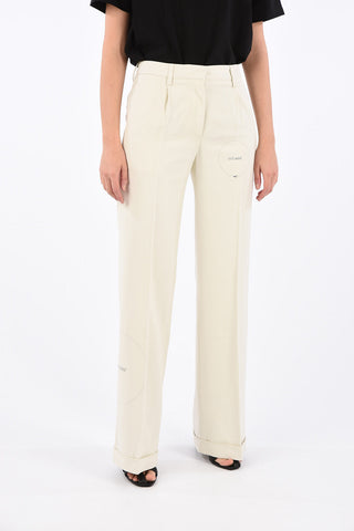 cuffed hem Single Pleated Palazzo trousers