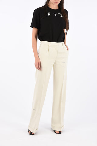 cuffed hem Single Pleated Palazzo trousers