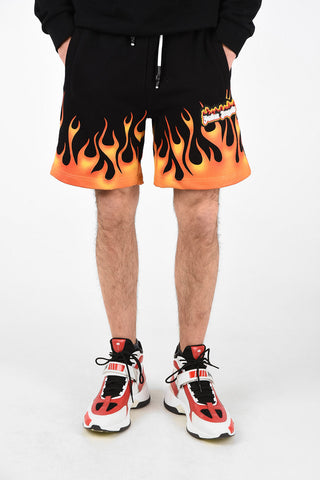 Shorts in Felpa con Stampa Fiamme