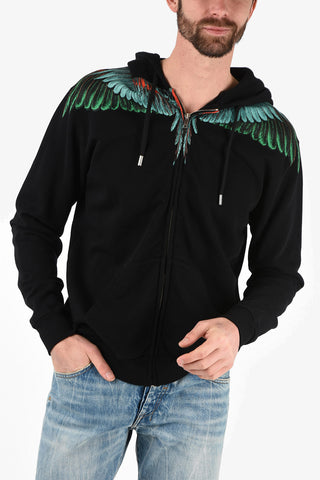 Felpa GREEN WINGS in Cotone con Cappuccio e Chiusura Zip