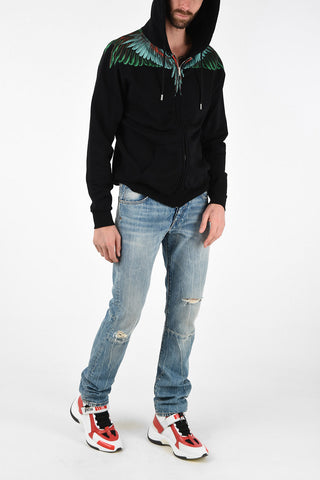 Felpa GREEN WINGS in Cotone con Cappuccio e Chiusura Zip