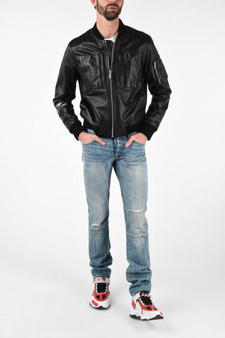 Leather Slim Fit Bomber