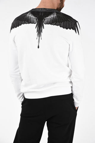 Cotton Printed BLACK WINGS Crew-Neck Sweatshirt 