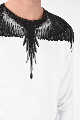 Cotton Printed BLACK WINGS Crew-Neck Sweatshirt 