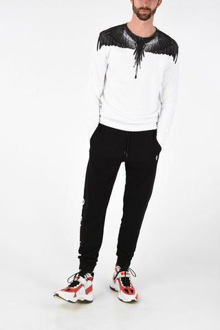 Cotton Printed BLACK WINGS Crew-Neck Sweatshirt 
