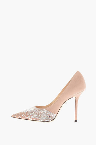 Suede LOVE 100 Pumps with Jewel Detail 11 Cm