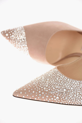 Pumps LOVE 100 in Suede con Dettaglio Gioiello 11 Cm
