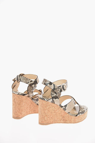 Snake Printed Leather ALEILI 100 Platform Sandals 11 Cm