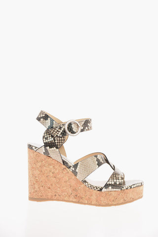 Snake Printed Leather ALEILI 100 Platform Sandals 11 Cm