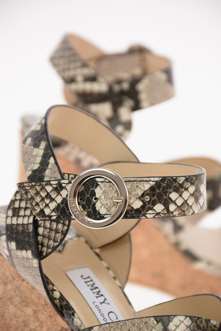 Snake Printed Leather ALEILI 100 Platform Sandals 11 Cm