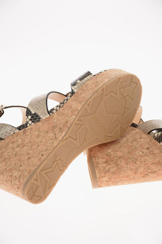 Snake Printed Leather ALEILI 100 Platform Sandals 11 Cm