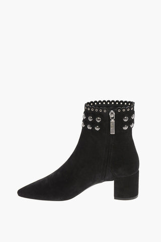 Suede LOULOU Ankle Boots with Jewel Palladium Application 6 Cm 