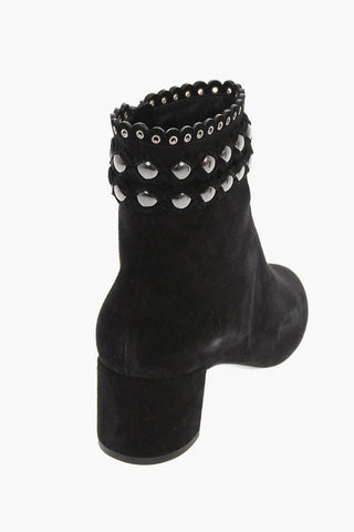 Suede LOULOU Ankle Boots with Jewel Palladium Application 6 Cm 