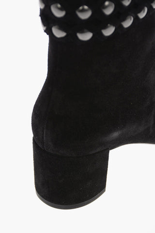 Suede LOULOU Ankle Boots with Jewel Palladium Application 6 Cm 