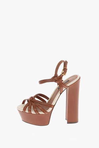 Leather KEIRA Sandals with Platform Sole 15 Cm