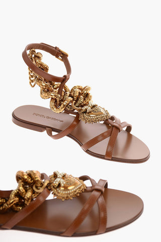 Leather DEVOTION Sandals with Chain