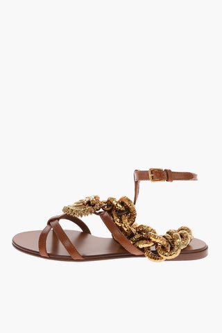 Leather DEVOTION Sandals with Chain