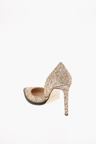 Glittered Leather BARBETTE 100  D’Orsay Pumps 10,5 Cm