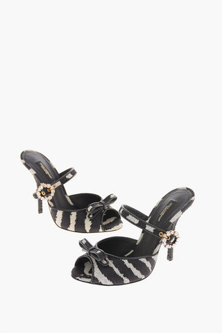 Zebra-Printed Fabric KEIRA Sandals with Statement Heel 11 Cm