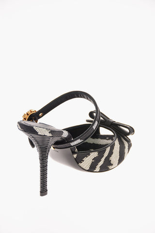 Zebra-Printed Fabric KEIRA Sandals with Statement Heel 11 Cm