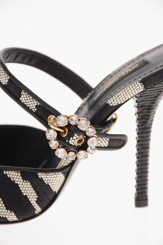 Zebra-Printed Fabric KEIRA Sandals with Statement Heel 11 Cm