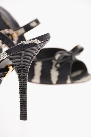 Zebra-Printed Fabric KEIRA Sandals with Statement Heel 11 Cm