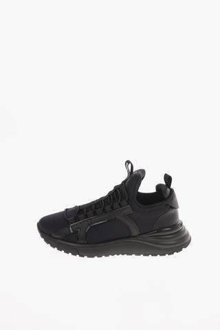 Fabric SHIRO Sock Sneakers with Leather Details