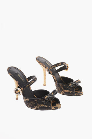 Spotted Fabric KEIRA Sandals with Statement Heel 11 Cm