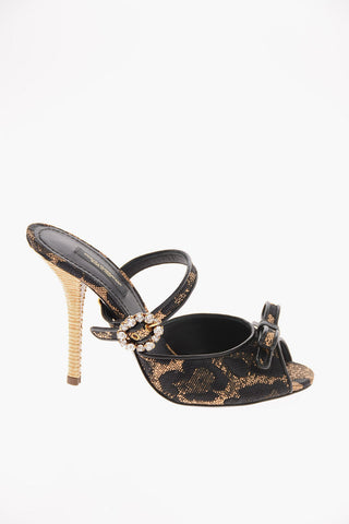 Spotted Fabric KEIRA Sandals with Statement Heel 11 Cm