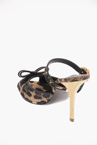 Spotted Fabric KEIRA Sandals with Statement Heel 11 Cm